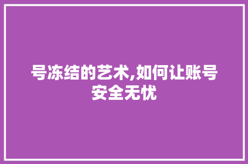 号冻结的艺术,如何让账号安全无忧 WordPress教程