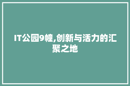 IT公园9幢,创新与活力的汇聚之地 服务器/数据库