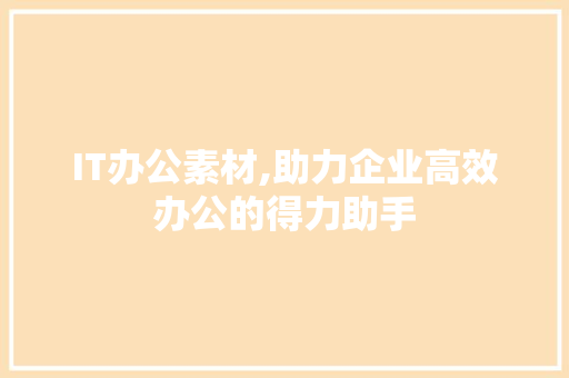 IT办公素材,助力企业高效办公的得力助手 WordPress教程