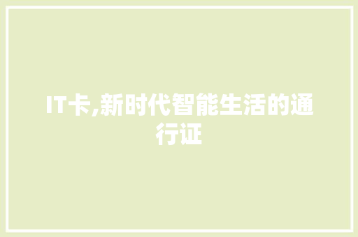 IT卡,新时代智能生活的通行证 建站教程