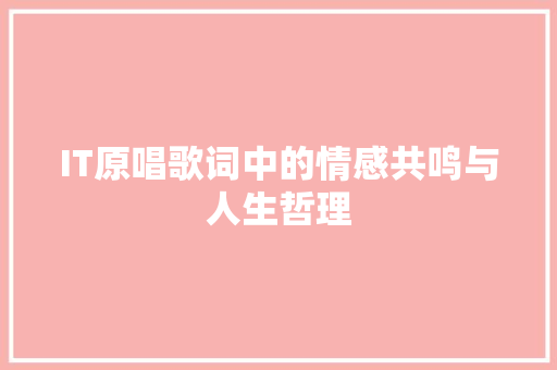 IT原唱歌词中的情感共鸣与人生哲理