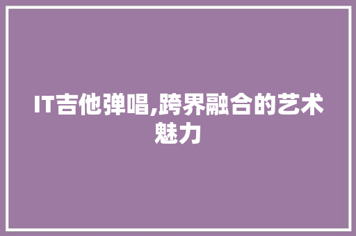 IT吉他弹唱,跨界融合的艺术魅力 Web前端