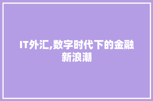 IT外汇,数字时代下的金融新浪潮 服务器/数据库