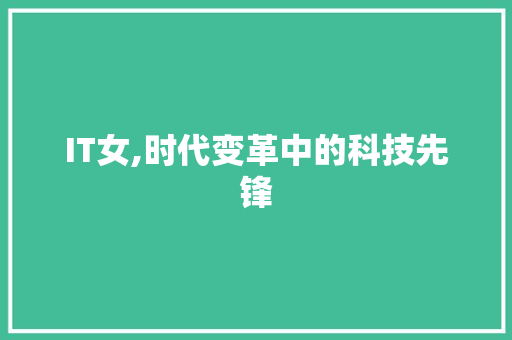 IT女,时代变革中的科技先锋 建站教程