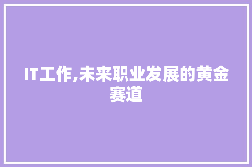 IT工作,未来职业发展的黄金赛道