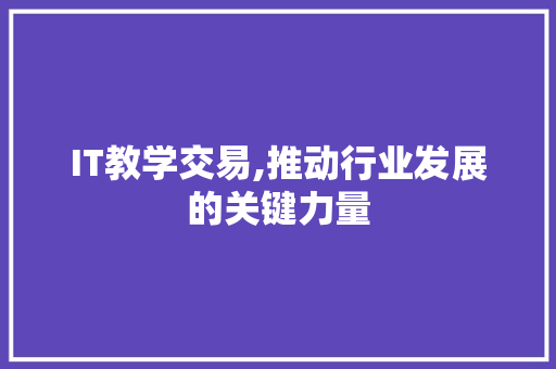 IT教学交易,推动行业发展的关键力量 建站教程