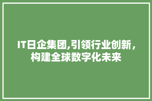 IT日企集团,引领行业创新，构建全球数字化未来 WordPress教程