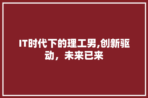 IT时代下的理工男,创新驱动，未来已来 SEO教程
