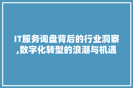 IT服务询盘背后的行业洞察,数字化转型的浪潮与机遇