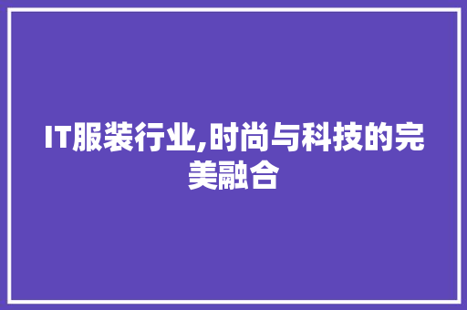 IT服装行业,时尚与科技的完美融合