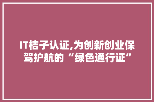 IT桔子认证,为创新创业保驾护航的“绿色通行证”
