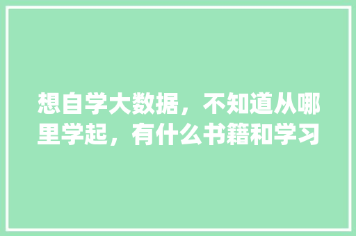 想自学大数据，不知道从哪里学起，有什么书籍和学习路线推荐么「javaweb数据库操作」