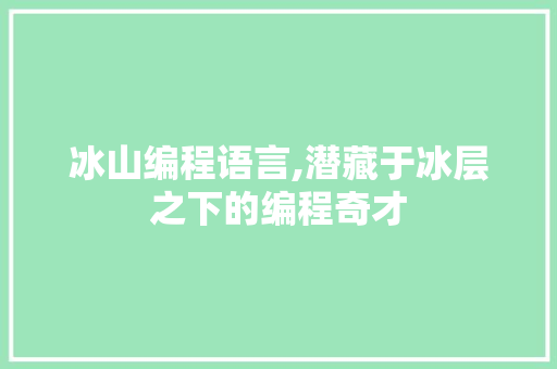 冰山编程语言,潜藏于冰层之下的编程奇才
