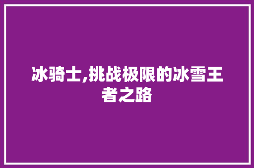 冰骑士,挑战极限的冰雪王者之路