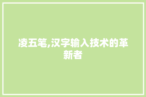 凌五笔,汉字输入技术的革新者 WordPress教程
