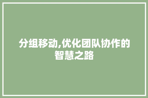 分组移动,优化团队协作的智慧之路