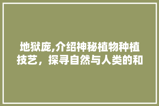 地狱庞,介绍神秘植物种植技艺，探寻自然与人类的和谐共生 服务器/数据库