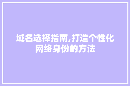 域名选择指南,打造个性化网络身份的方法