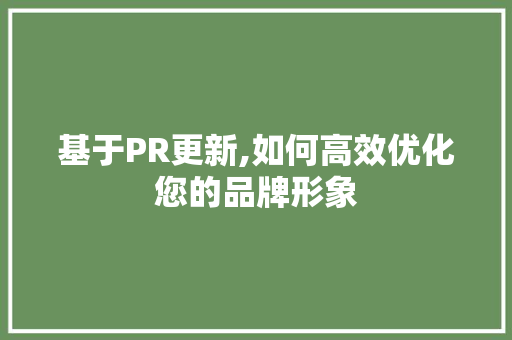 基于PR更新,如何高效优化您的品牌形象 建站教程