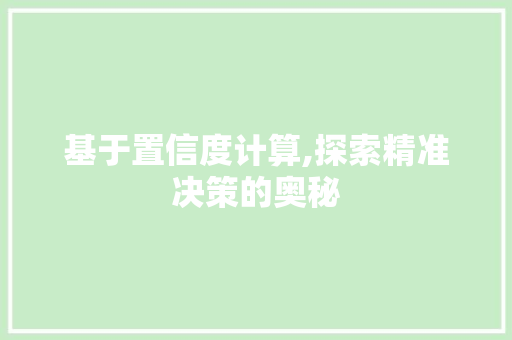 基于置信度计算,探索精准决策的奥秘