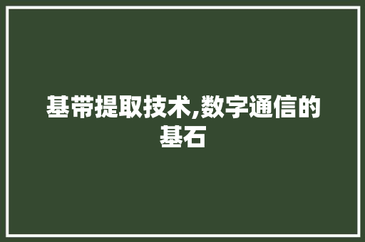 基带提取技术,数字通信的基石