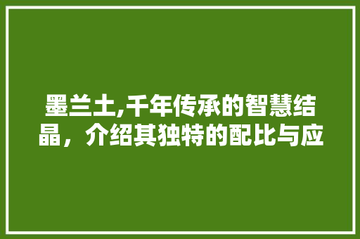 墨兰土,千年传承的智慧结晶，介绍其独特的配比与应用 SEO教程