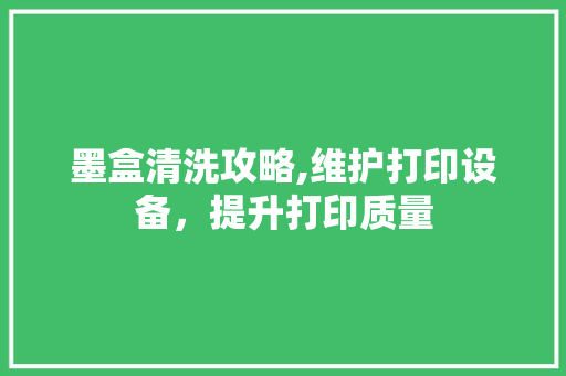 墨盒清洗攻略,维护打印设备，提升打印质量