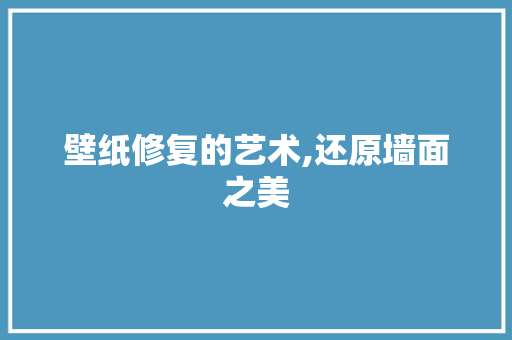 壁纸修复的艺术,还原墙面之美 建站教程