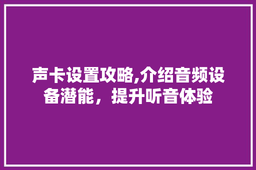 声卡设置攻略,介绍音频设备潜能，提升听音体验 服务器/数据库