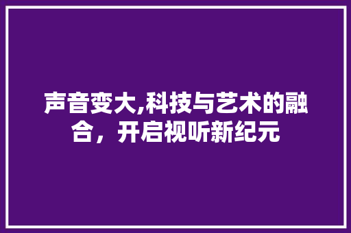 声音变大,科技与艺术的融合，开启视听新纪元