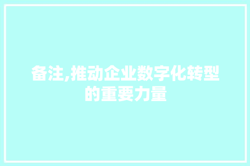 备注,推动企业数字化转型的重要力量