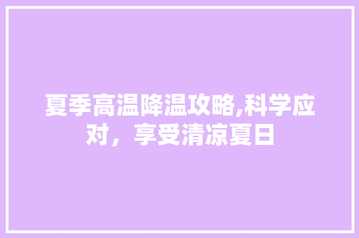 夏季高温降温攻略,科学应对，享受清凉夏日