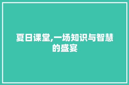 夏日课堂,一场知识与智慧的盛宴 Web前端
