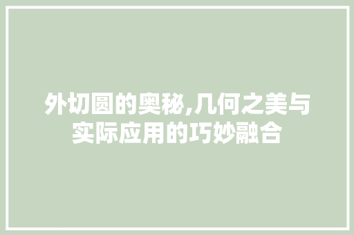 外切圆的奥秘,几何之美与实际应用的巧妙融合