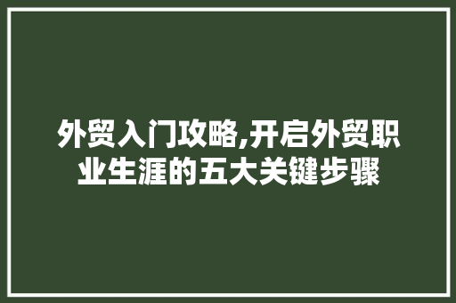 外贸入门攻略,开启外贸职业生涯的五大关键步骤 WordPress教程