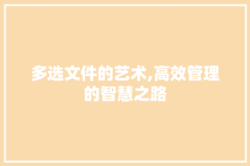 多选文件的艺术,高效管理的智慧之路