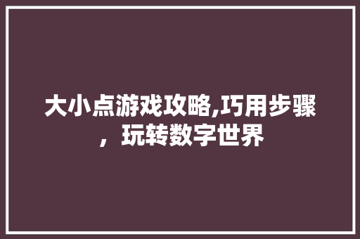 大小点游戏攻略,巧用步骤，玩转数字世界
