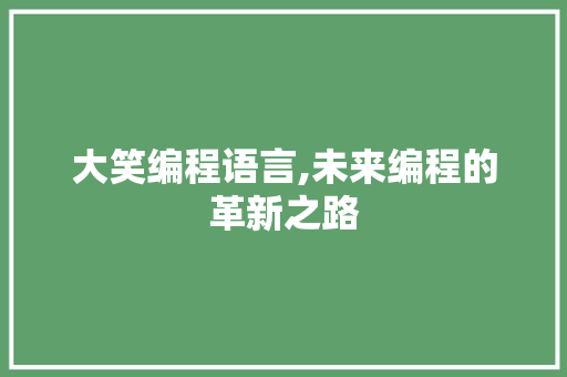 大笑编程语言,未来编程的革新之路