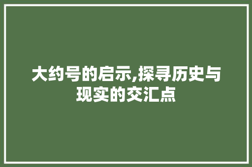 大约号的启示,探寻历史与现实的交汇点