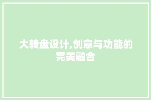 大转盘设计,创意与功能的完美融合