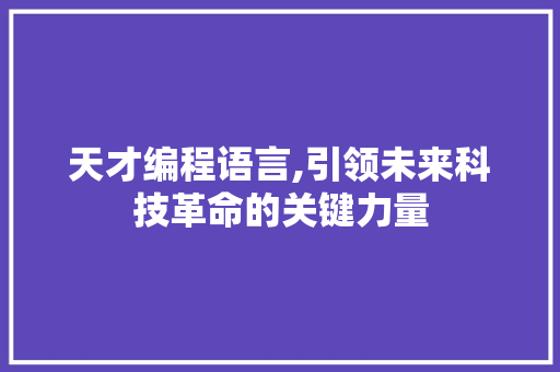 天才编程语言,引领未来科技革命的关键力量 友链在线