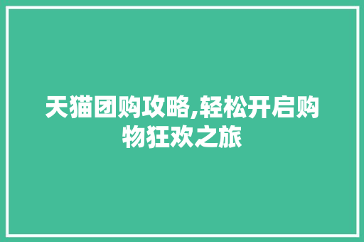 天猫团购攻略,轻松开启购物狂欢之旅