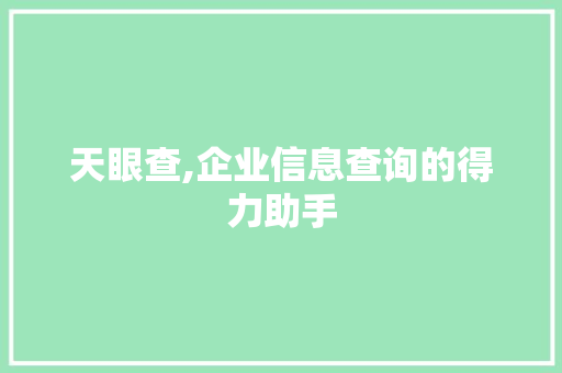 天眼查,企业信息查询的得力助手