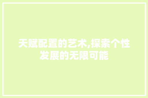 天赋配置的艺术,探索个性发展的无限可能 服务器/数据库