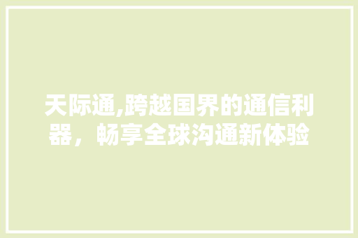 天际通,跨越国界的通信利器，畅享全球沟通新体验