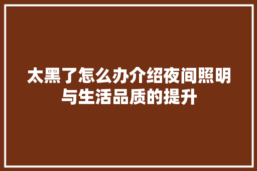 太黑了怎么办介绍夜间照明与生活品质的提升