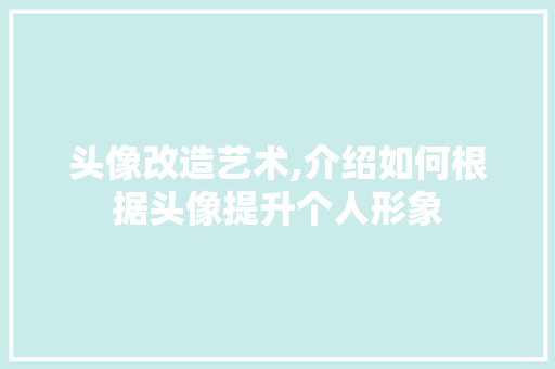 头像改造艺术,介绍如何根据头像提升个人形象