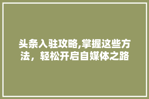 头条入驻攻略,掌握这些方法，轻松开启自媒体之路