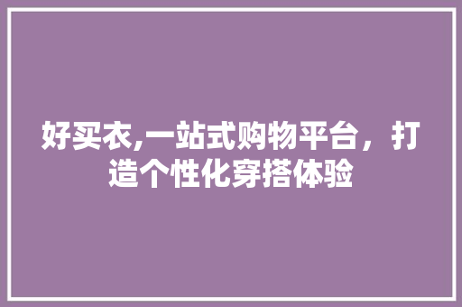 好买衣,一站式购物平台，打造个性化穿搭体验