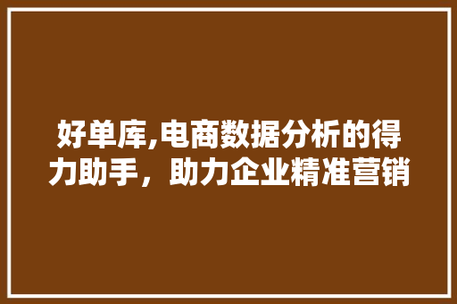 好单库,电商数据分析的得力助手，助力企业精准营销